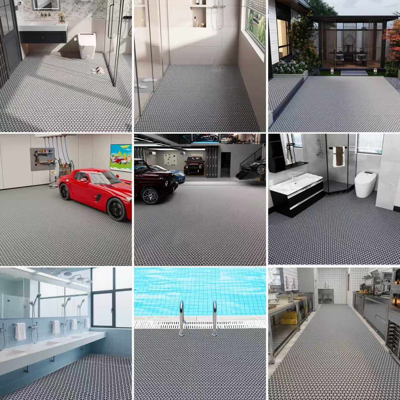 PVC S Mat, Anti-Slip Drainage Floor Mat, Waterproof Scraper Mat, Easy Clean, Custom Cut to Size