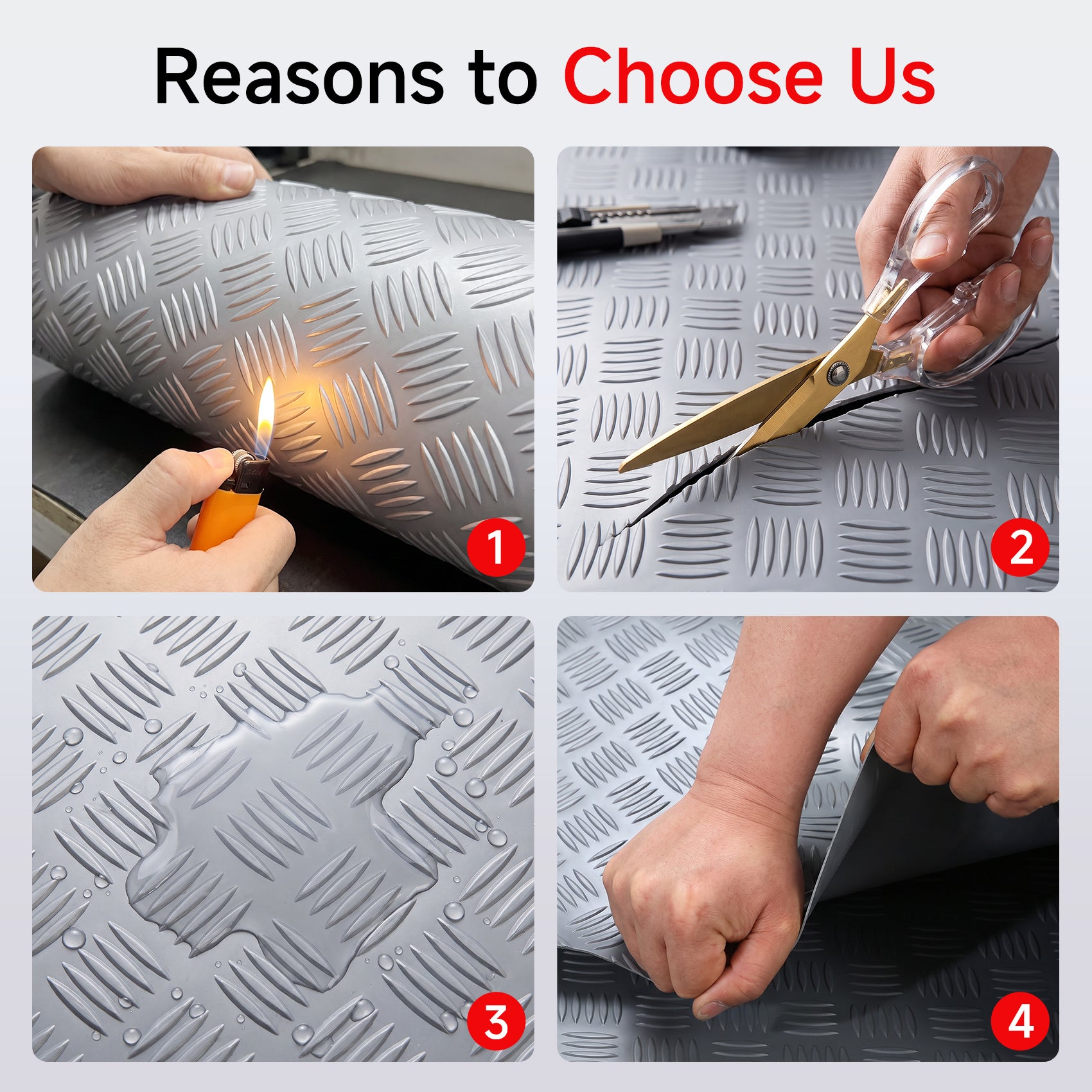 Industrial-Grade PVC Anti-Slip Floor Mat Roll, Herringbone Pattern, Heavy-Duty, Pool, Wet Area & Stairway Use
