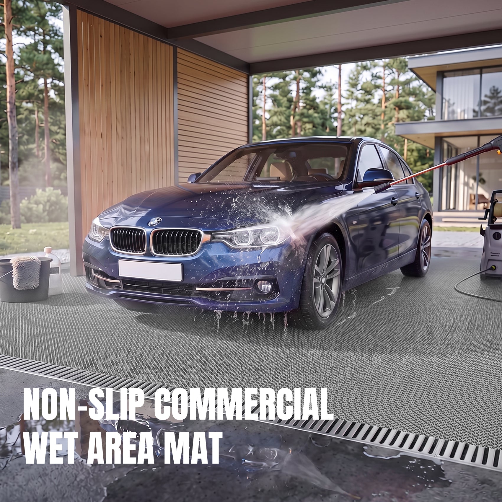 PVC S Mat, Anti-Slip Drainage Floor Mat, Waterproof Scraper Mat, Easy Clean, Custom Cut to Size