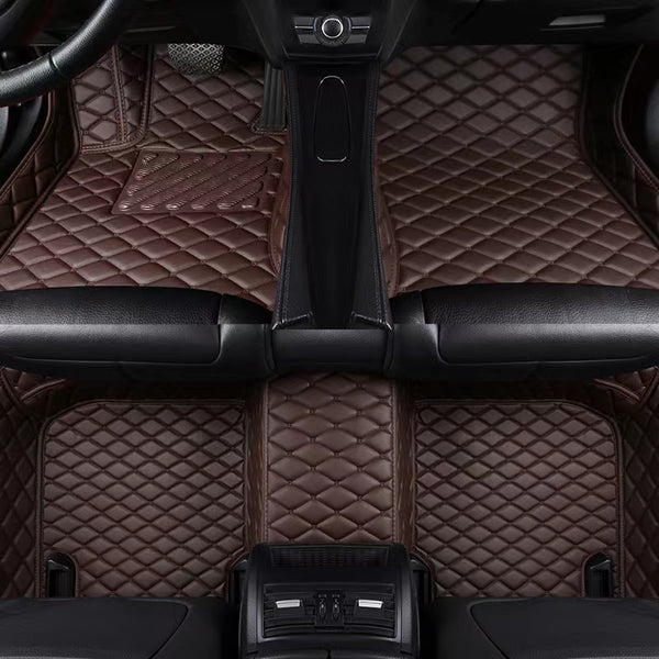 Custom-Fit Leather Car Floor Mats, Full-Surround Coverage, Waterproof, Anti-Slip & Pedal-Safe