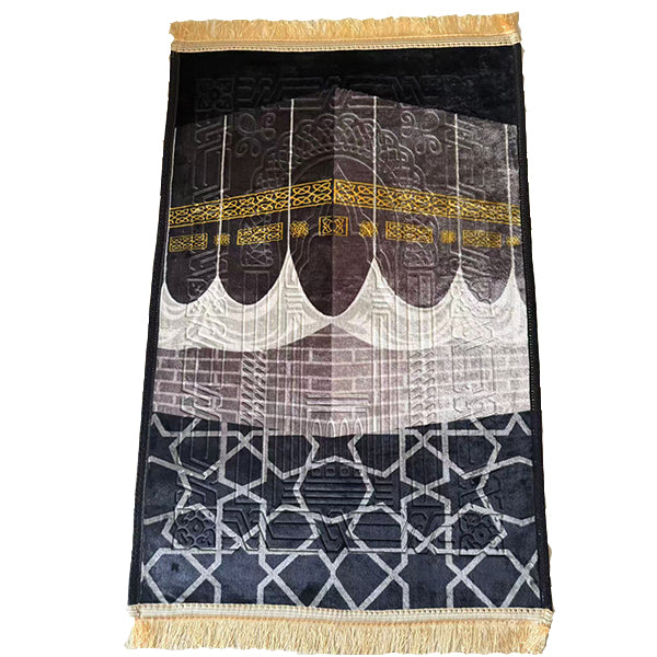Thick Muslim Prayer Mat, 7-8mm Cushioned Polyester, Anti-Slip Base, Portable, Custom Pattern & Wholesale