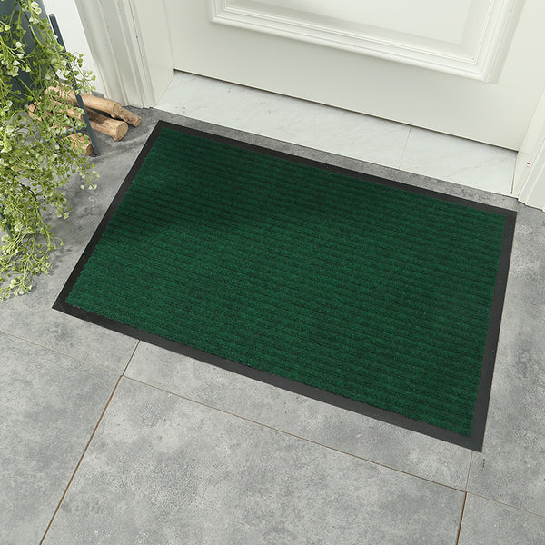 Dual-Stripe Entrance Door Mat, Heavy-Duty Absorbent, Anti-Slip Rubber Base, Dirt-Scraping, Custom Size & Brand