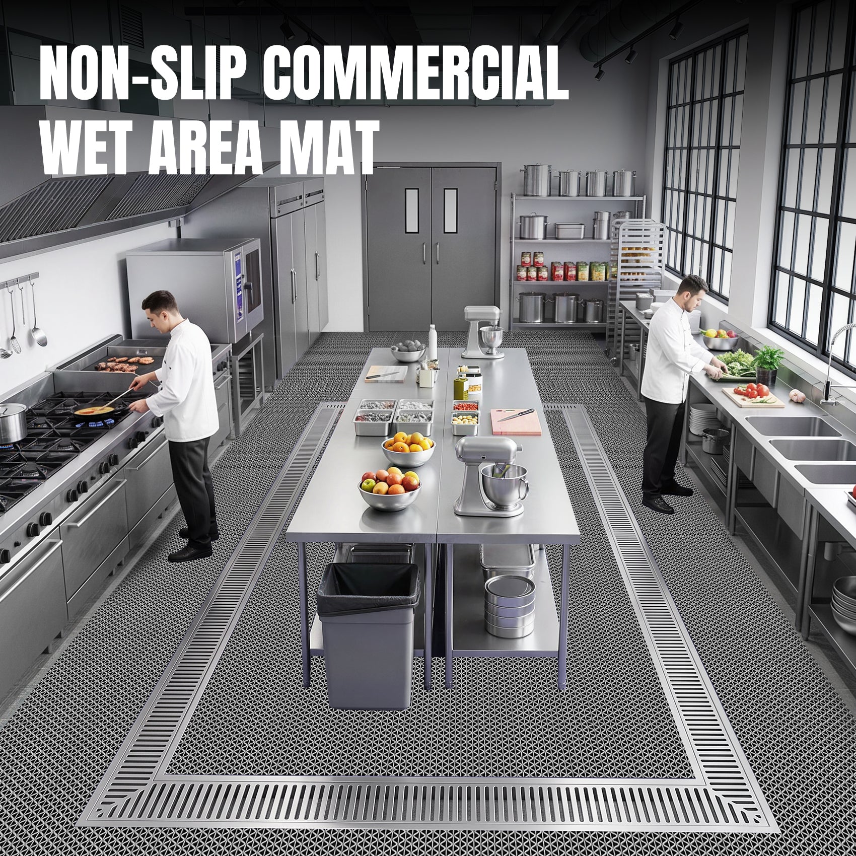 PVC S Mat, Anti-Slip Drainage Floor Mat, Waterproof Scraper Mat, Easy Clean, Custom Cut to Size