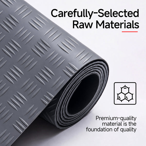 Industrial-Grade PVC Anti-Slip Floor Mat Roll, Herringbone Pattern, Heavy-Duty, Pool, Wet Area & Stairway Use