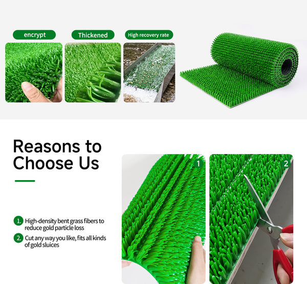Thickened Gold Sluice Mat - High-Density Grass Mat for Maximum Gold Recovery