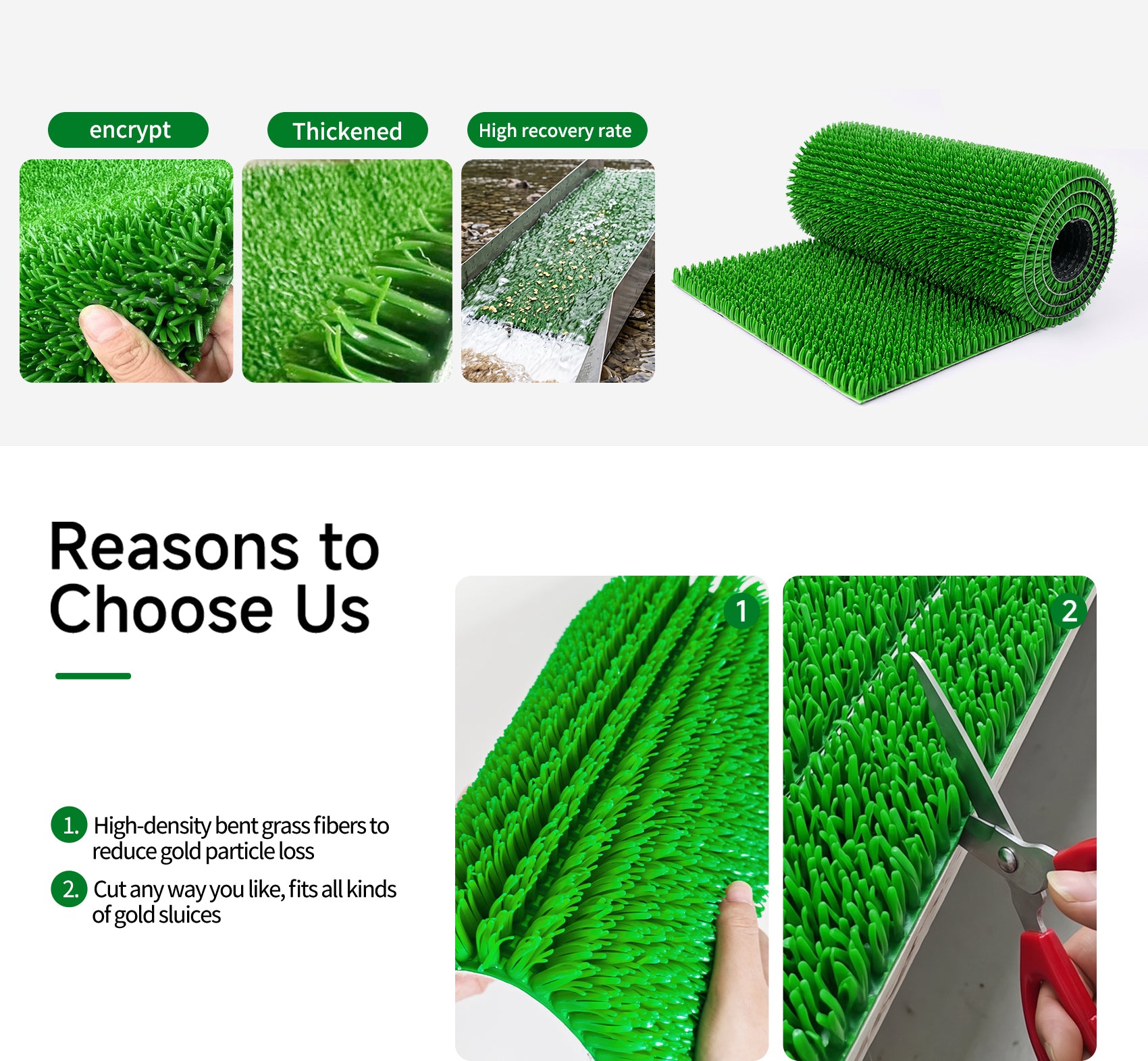 Thickened Gold Sluice Mat - High-Density Grass Mat for Maximum Gold Recovery